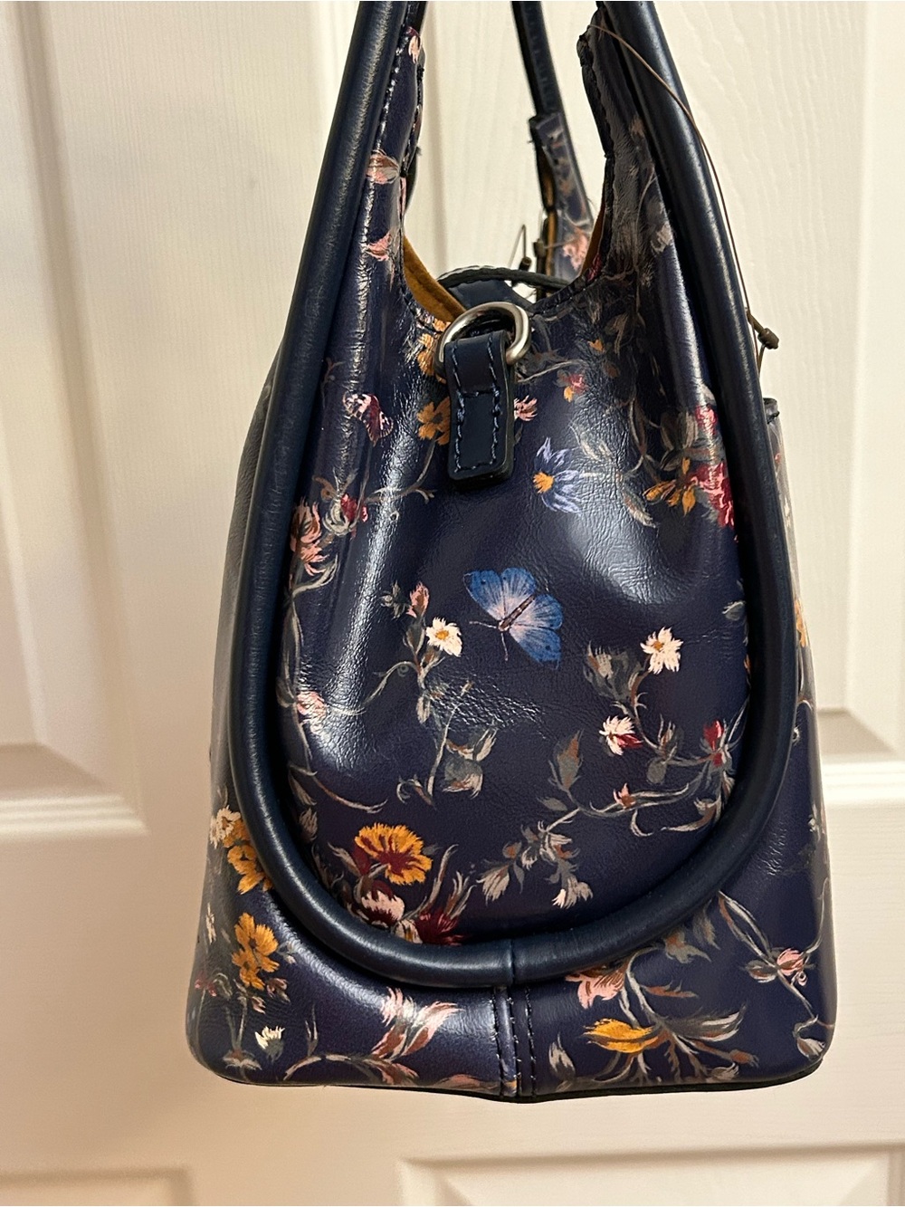 Patricia Nash Navy Floral Shoulder Bag with Buckle Detail - Picture 4 of 16